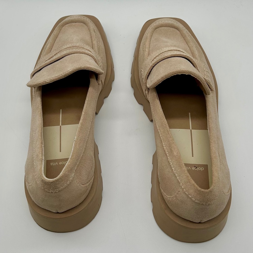 Dolce Vita Elias Tan Suede Leather Lug Sole Loafers Womens 8.5 Platform Shoes - Picture 8 of 12